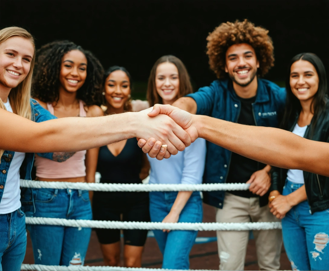 community together at boxing ring