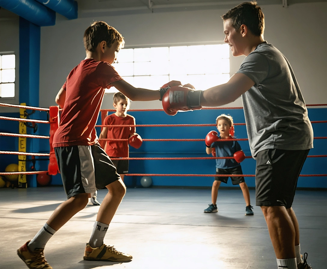 young boxers training