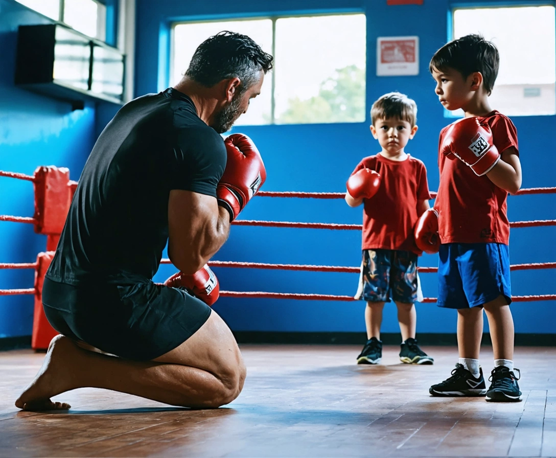 young boxers training